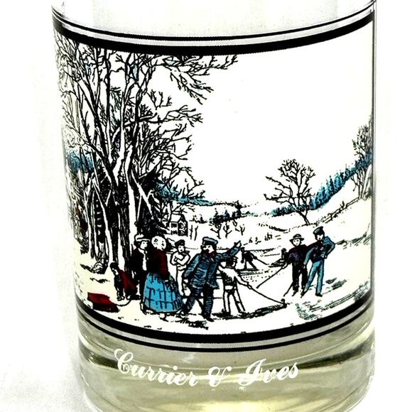 Double Old Fashioned Glass Currier & Ives Winter Pastime 1978 - Picture 4 of 7